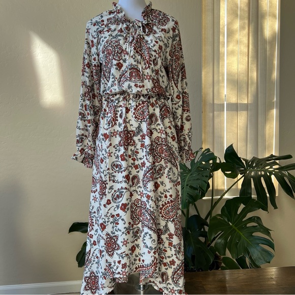 Banana Republic Paisley & Floral Printed Kerchief Hem Dress US6 $159 - Picture 4 of 15